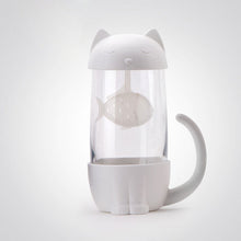 Load image into Gallery viewer, Lovely Glass Cup Tea Cat with Fish Filter Strainer Glass Cup Tea Infuser Filter Mug Home Office Container Gift
