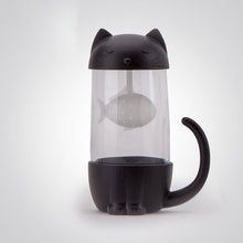 Load image into Gallery viewer, Lovely Glass Cup Tea Cat with Fish Filter Strainer Glass Cup Tea Infuser Filter Mug Home Office Container Gift

